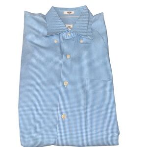 Peter Millar Men’s Light Blue Gingham Button-Down Long Sleeve Shirt Size Medium
